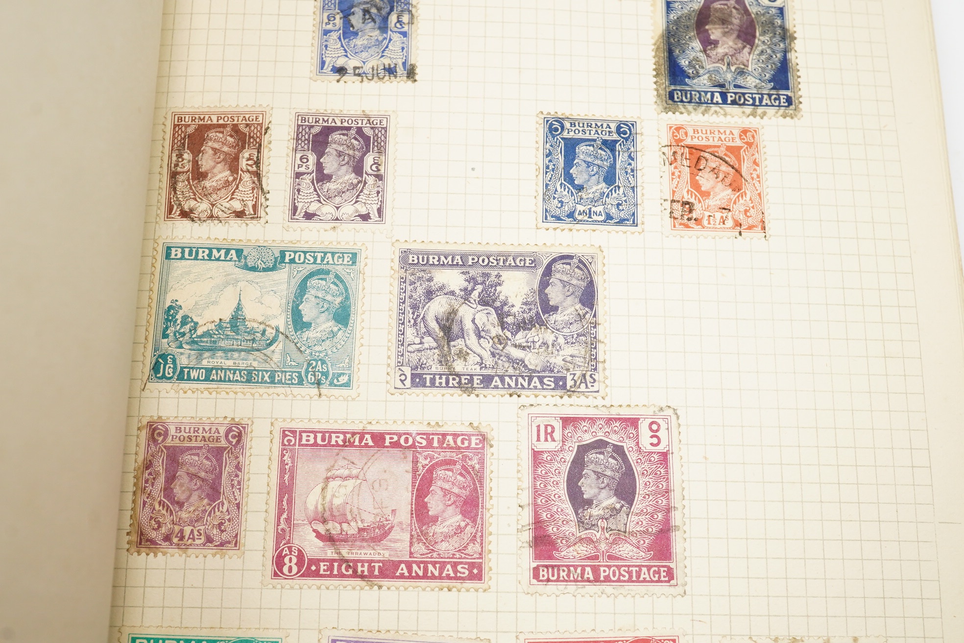 British and Commonwealth stamps, in two albums to include Great Britain, one penny black and two pence blue, stamps, Aden, Burma, India, Ceylon, Straits settlements and some world stamps, mostly used some unused